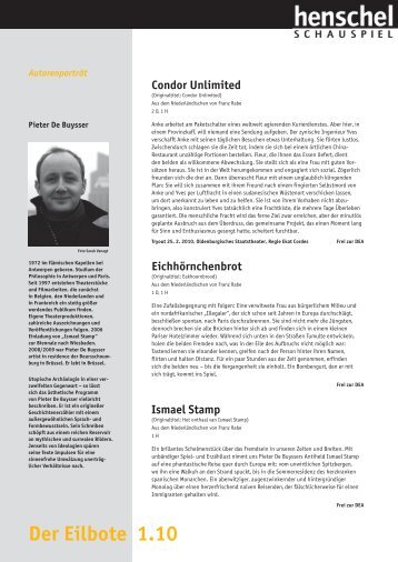 Der Eilbote 1.10 - henschel SCHAUSPIEL Theaterverlag Berlin GmbH