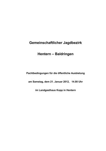 Gemeinschaftlicher Jagdbezirk Hentern – Baldringen