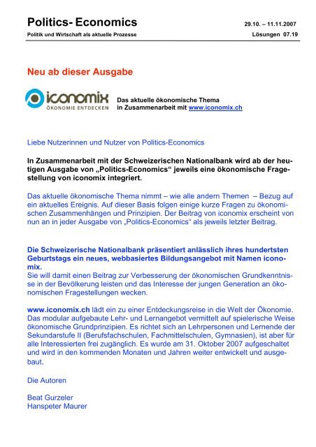 Politics- Economics - hep verlag