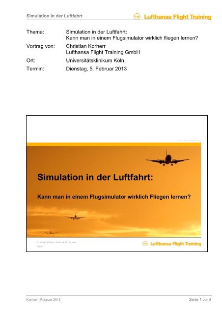 Simulation in der Luftfahrt: Kann man mit dem Flugsimulator wirklich ...