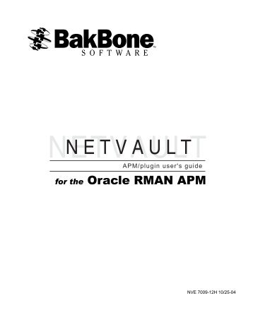 for the Oracle RMAN APM