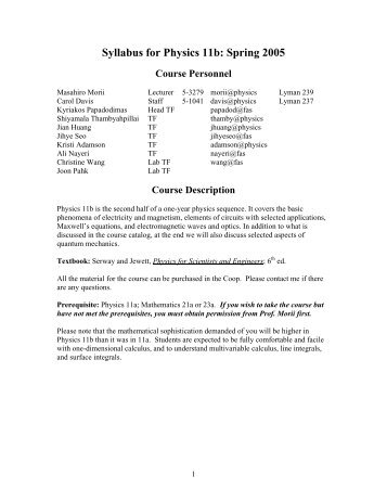 Syllabus - Harvard University Laboratory for Particle Physics and ...