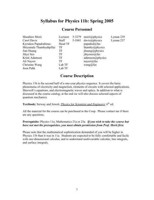 Syllabus - Harvard University Laboratory for Particle Physics and ...