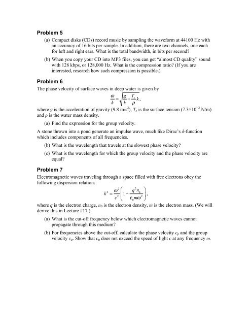 Physics 15c Problem Set #5