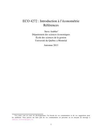 ECO 4272 : Introduction `a l'économétrie Références - UQAM