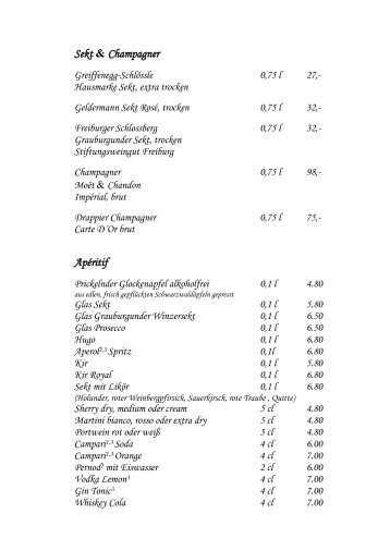 Sekt & Champagner - Restaurant Greiffenegg-Schlössle