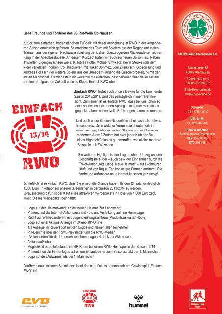 Antrag Download - SC Rot-Weiß Oberhausen eV