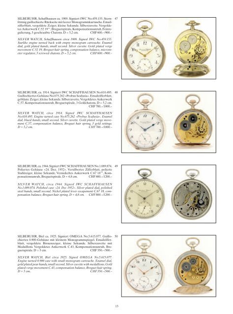 Auktion 145 Uhren - Auktionshaus Ineichen, ZÃ¼rich