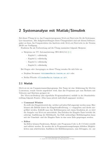 2 Systemanalyse mit Matlab/Simulink - ACIN