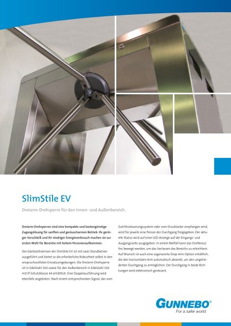 Technische Daten SlimStile EV - Gunnebo