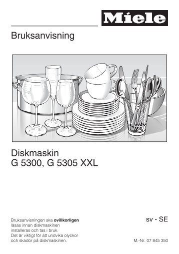Bruksanvisning Diskmaskin G 5300, G 5305 XXL - Elon