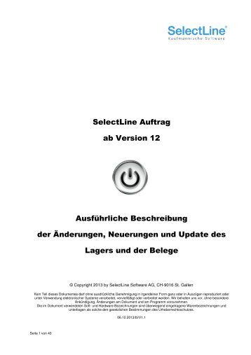 Achtung Update Lager und Belege - SelectLine