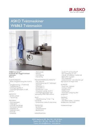 ASKO Tvättmaskiner W6863 Tvättmaskin - Elon