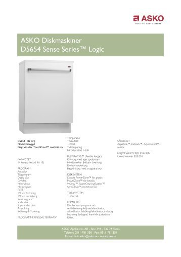 ASKO Diskmaskiner D5654 Sense Series™ Logic - Hemexperten