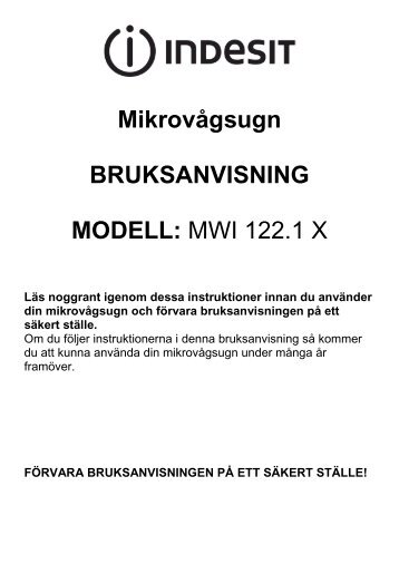 Mikrovågsugn BRUKSANVISNING MODELL: MWI 122.1 X - Elon