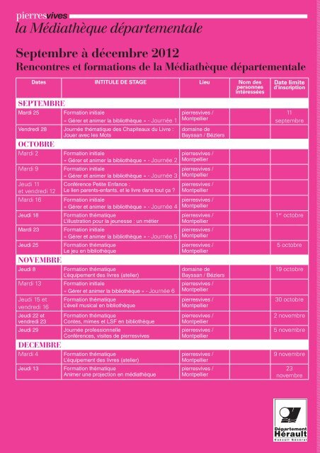 Voyelles - formations/calendrier stages - nÂ°18 - Conseil GÃ©nÃ©ral de l ...