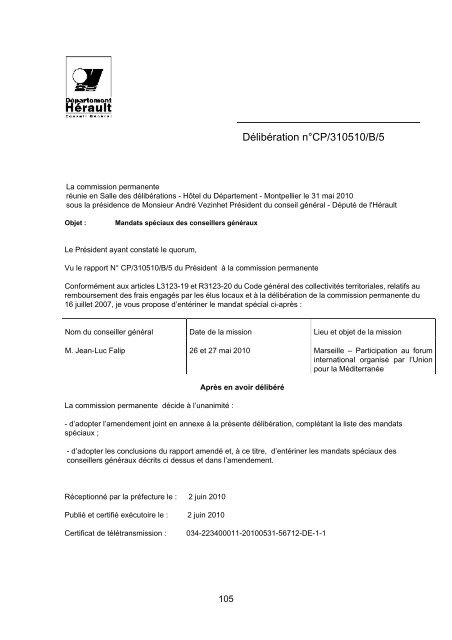 RRA NÂ°13 2010 - Conseil GÃ©nÃ©ral de l'HÃ©rault