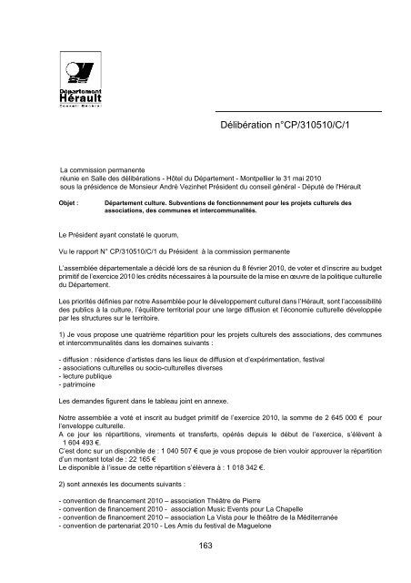 RRA NÂ°13 2010 - Conseil GÃ©nÃ©ral de l'HÃ©rault