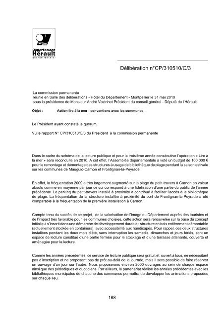 RRA NÂ°13 2010 - Conseil GÃ©nÃ©ral de l'HÃ©rault