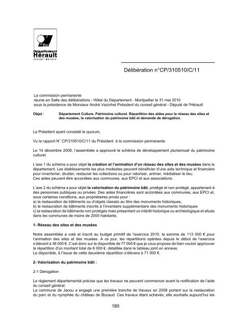 RRA NÂ°13 2010 - Conseil GÃ©nÃ©ral de l'HÃ©rault