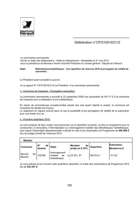 RRA NÂ°13 2010 - Conseil GÃ©nÃ©ral de l'HÃ©rault