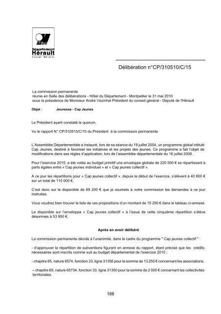 RRA NÂ°13 2010 - Conseil GÃ©nÃ©ral de l'HÃ©rault