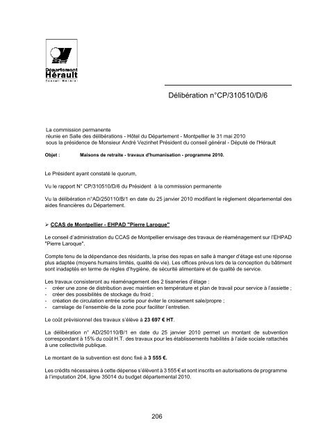 RRA NÂ°13 2010 - Conseil GÃ©nÃ©ral de l'HÃ©rault