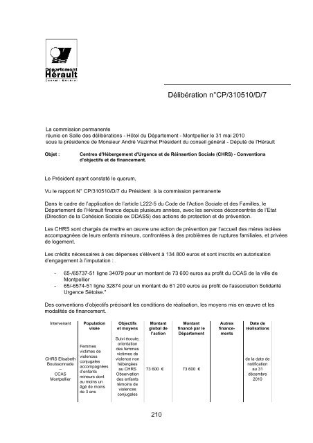 RRA NÂ°13 2010 - Conseil GÃ©nÃ©ral de l'HÃ©rault