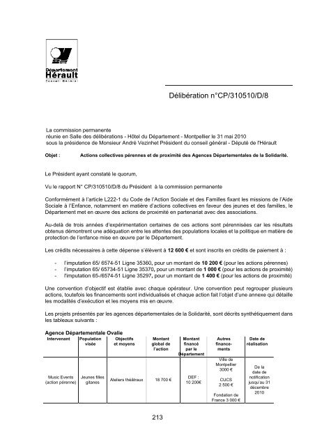 RRA NÂ°13 2010 - Conseil GÃ©nÃ©ral de l'HÃ©rault