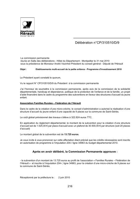 RRA NÂ°13 2010 - Conseil GÃ©nÃ©ral de l'HÃ©rault