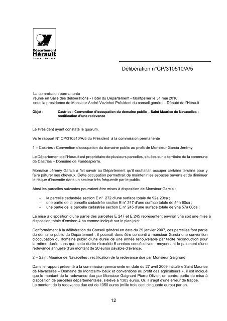 RRA NÂ°13 2010 - Conseil GÃ©nÃ©ral de l'HÃ©rault