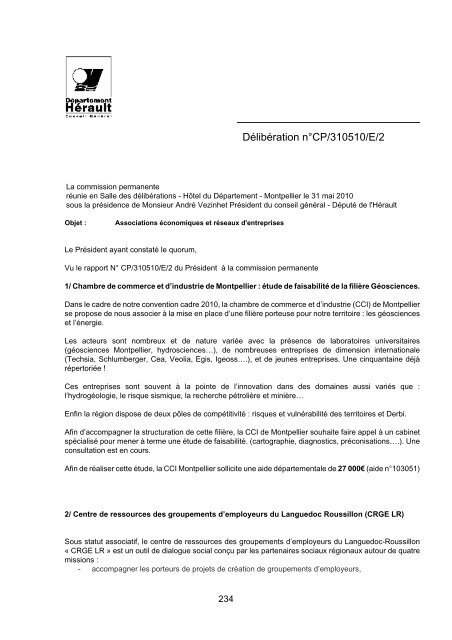 RRA NÂ°13 2010 - Conseil GÃ©nÃ©ral de l'HÃ©rault