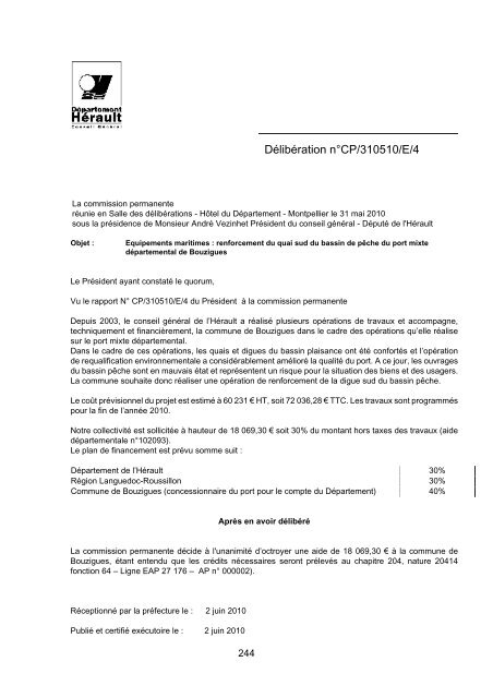 RRA NÂ°13 2010 - Conseil GÃ©nÃ©ral de l'HÃ©rault