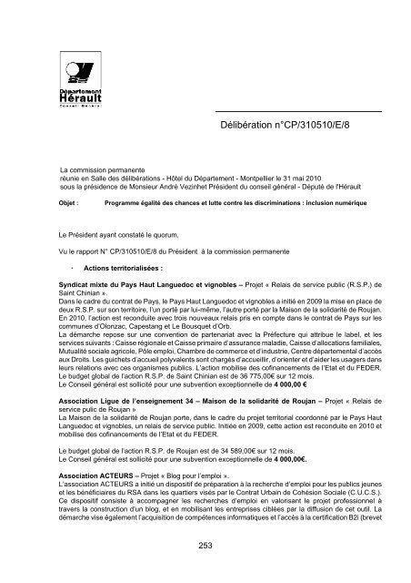 RRA NÂ°13 2010 - Conseil GÃ©nÃ©ral de l'HÃ©rault