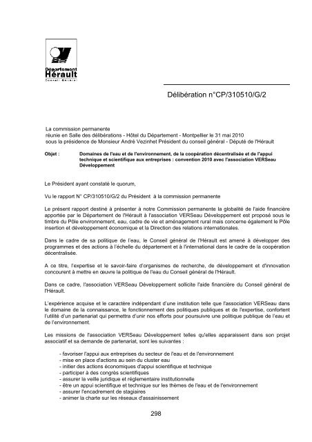 RRA NÂ°13 2010 - Conseil GÃ©nÃ©ral de l'HÃ©rault