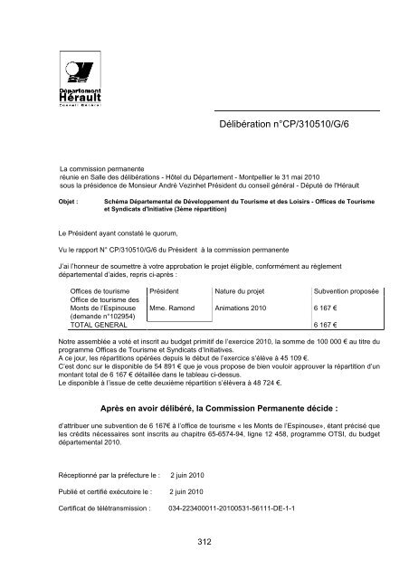 RRA NÂ°13 2010 - Conseil GÃ©nÃ©ral de l'HÃ©rault