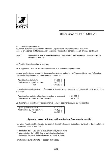 RRA NÂ°13 2010 - Conseil GÃ©nÃ©ral de l'HÃ©rault