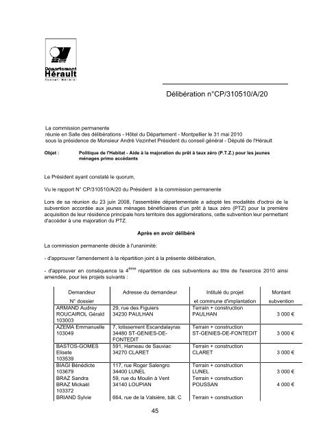 RRA NÂ°13 2010 - Conseil GÃ©nÃ©ral de l'HÃ©rault