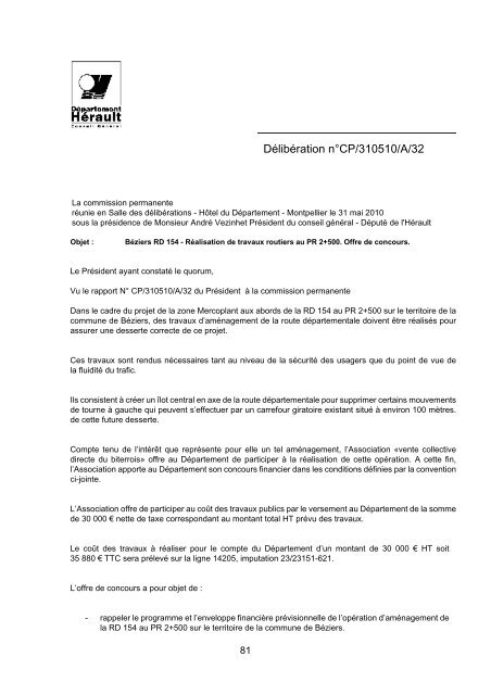 RRA NÂ°13 2010 - Conseil GÃ©nÃ©ral de l'HÃ©rault