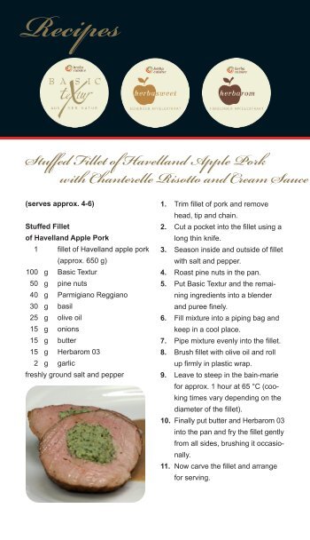 Recipes Stuffed Fillet of Havelland Apple Pork with ... - herbacuisine
