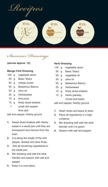 Recipe "Summer Dressings" (PDF) - herbacuisine