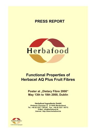 Functional Properties of Herbacel AQ Plus Fruit Fibres - Herbafood ...