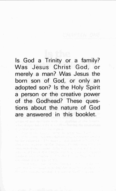 Is God a Trinity - Herbert W. Armstrong Library and Archives