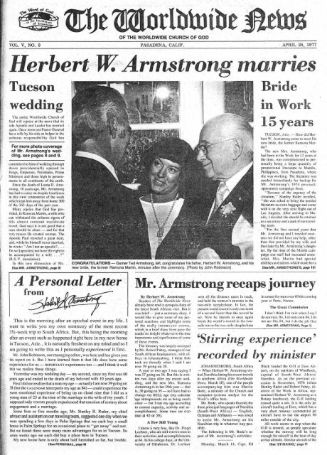 April 25, 1977, Worldwide News - Herbert W. Armstrong Library and ...