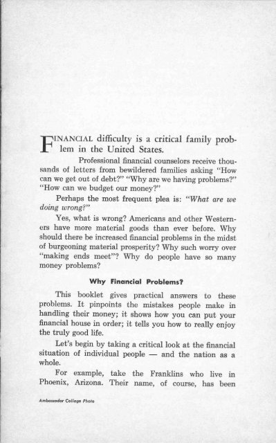 Managing YOUR PERSONAL FINANCES - Herbert W. Armstrong ...