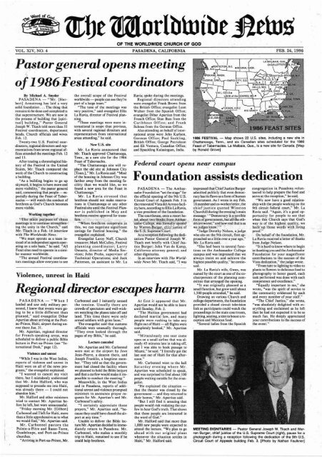 of1986?Festivalcoordinators - Herbert W. Armstrong