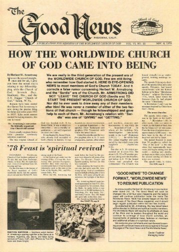 Good News 1978 (Prelim No 22) Nov 6 - Herbert W. Armstrong