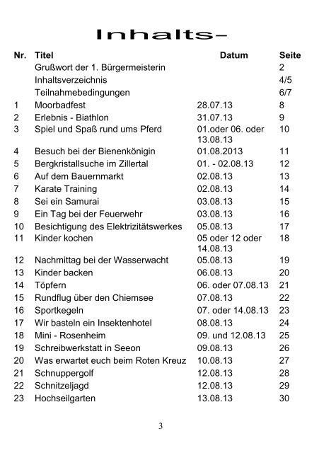 Informationen & Teilnahmebedingungen - Bad Endorf