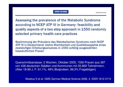 Pathophysiologie und Epidemiologie des Metabolishc-VaskulÃ¤ren ...