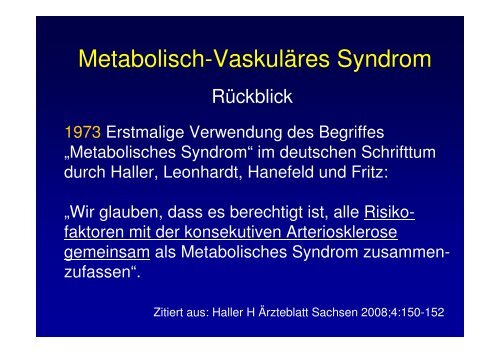 Pathophysiologie und Epidemiologie des Metabolishc-VaskulÃ¤ren ...